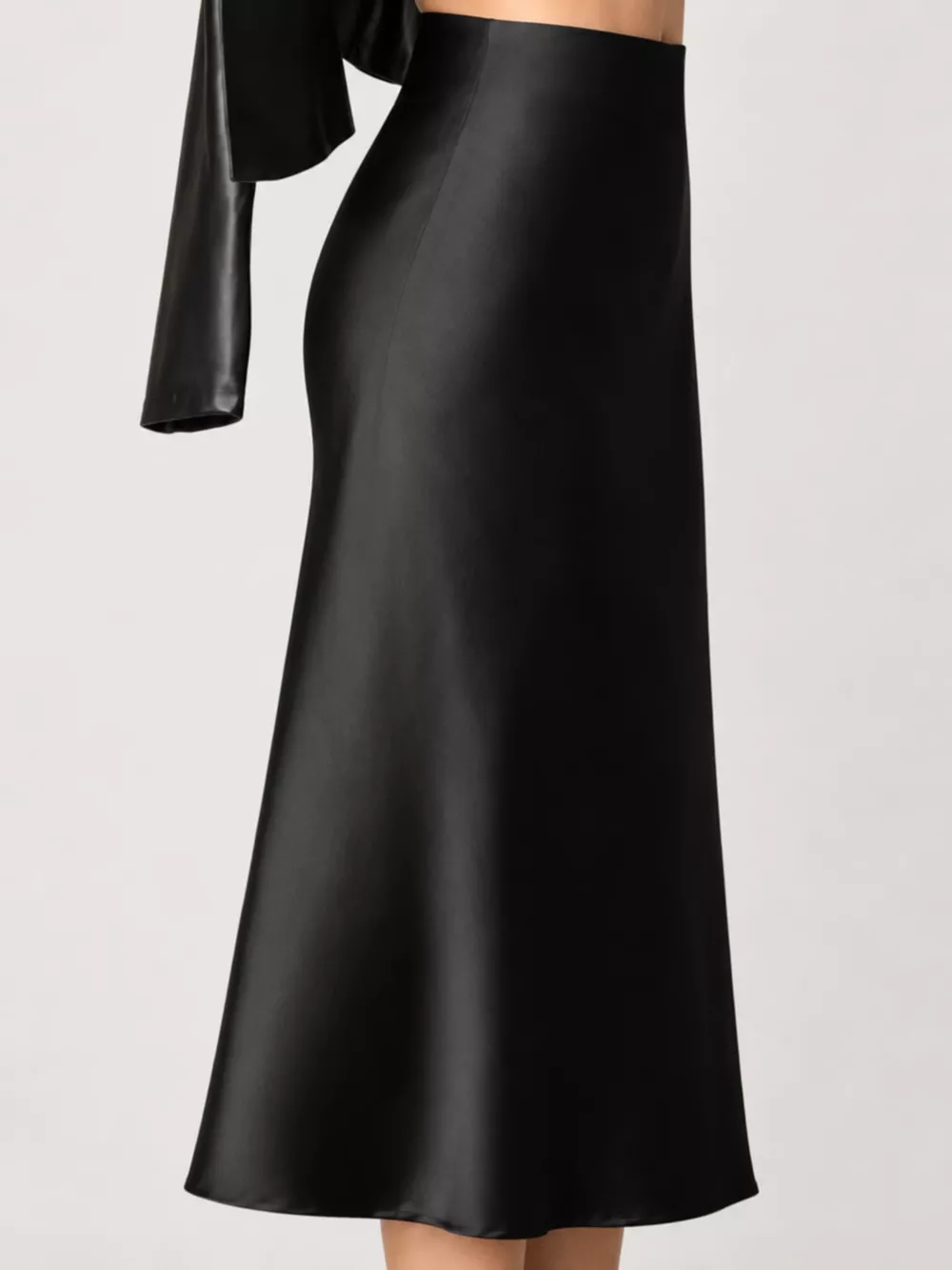 High-Waisted Satin Midi Skirt