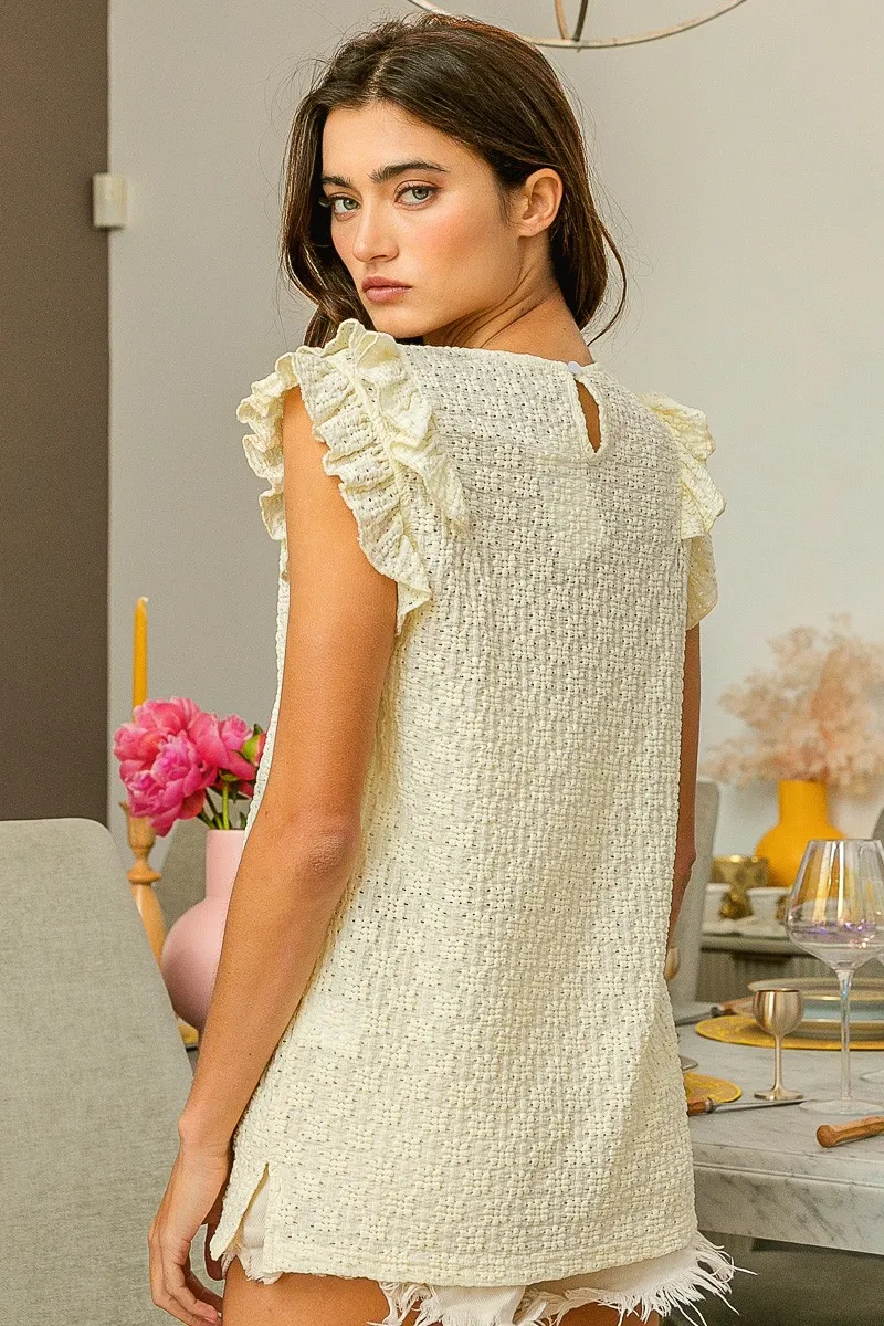 Floral Ruffled Armhole V-Neck Top, image 14