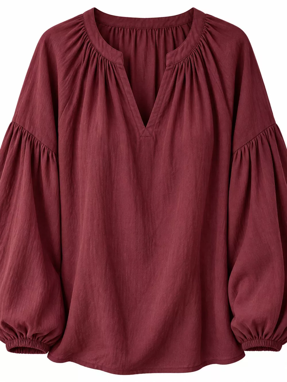 Full Size Notched Balloon Sleeve Blouse Plus Size, image 20