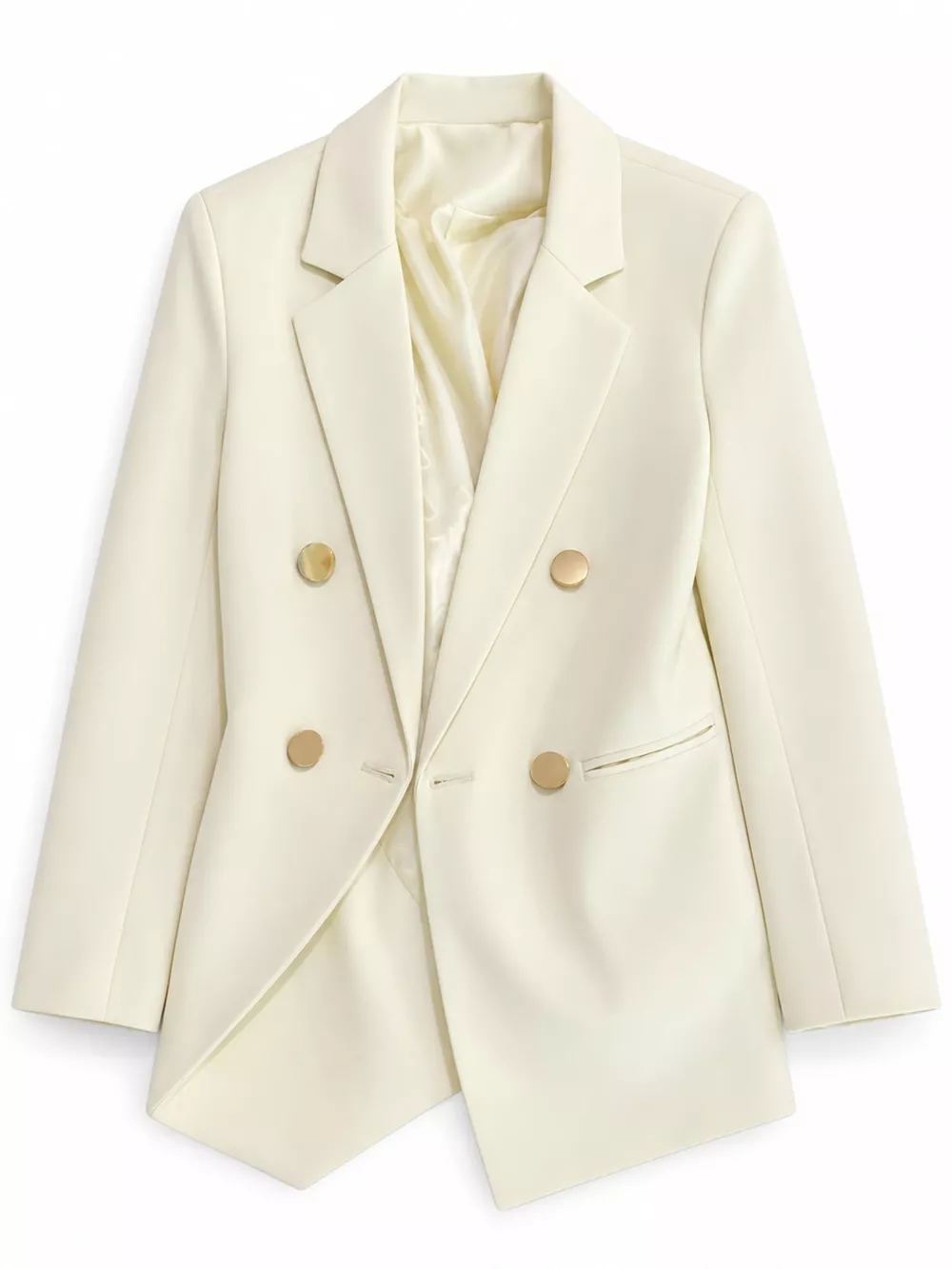 Full Size Minimalist Double-Breasted White Blazer Plus Size, image 52