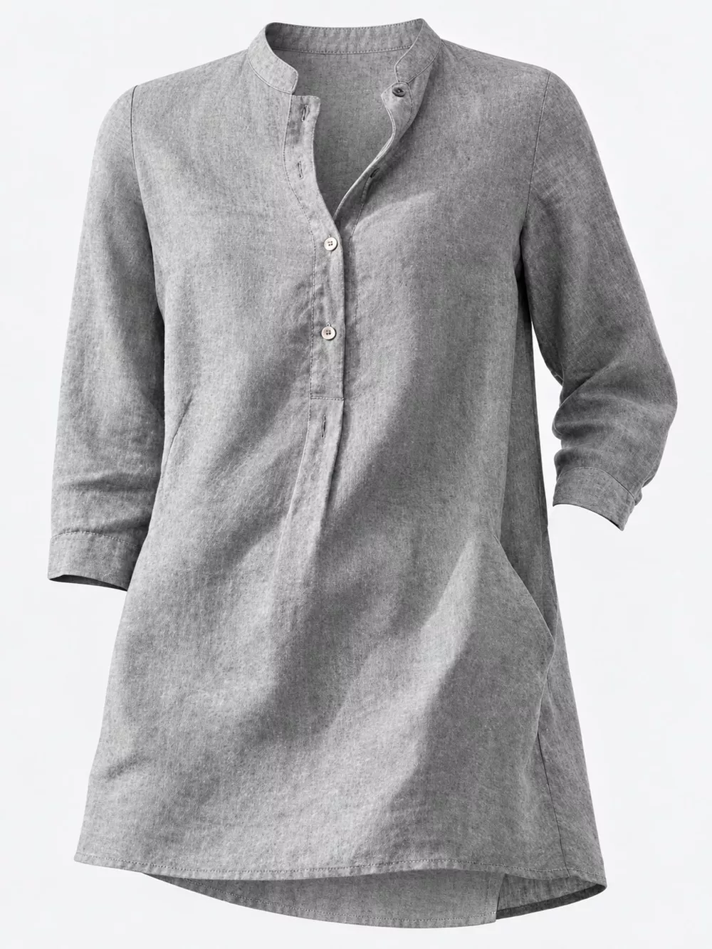 Full Size Button Detail 3/4 Sleeve Blouse Plus Size, image 9
