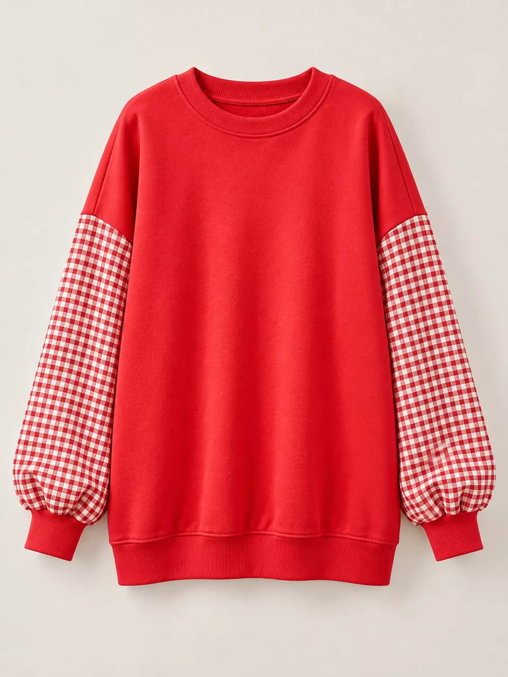 Plaid Dropped Shoulder Sweatshirt, image 8
