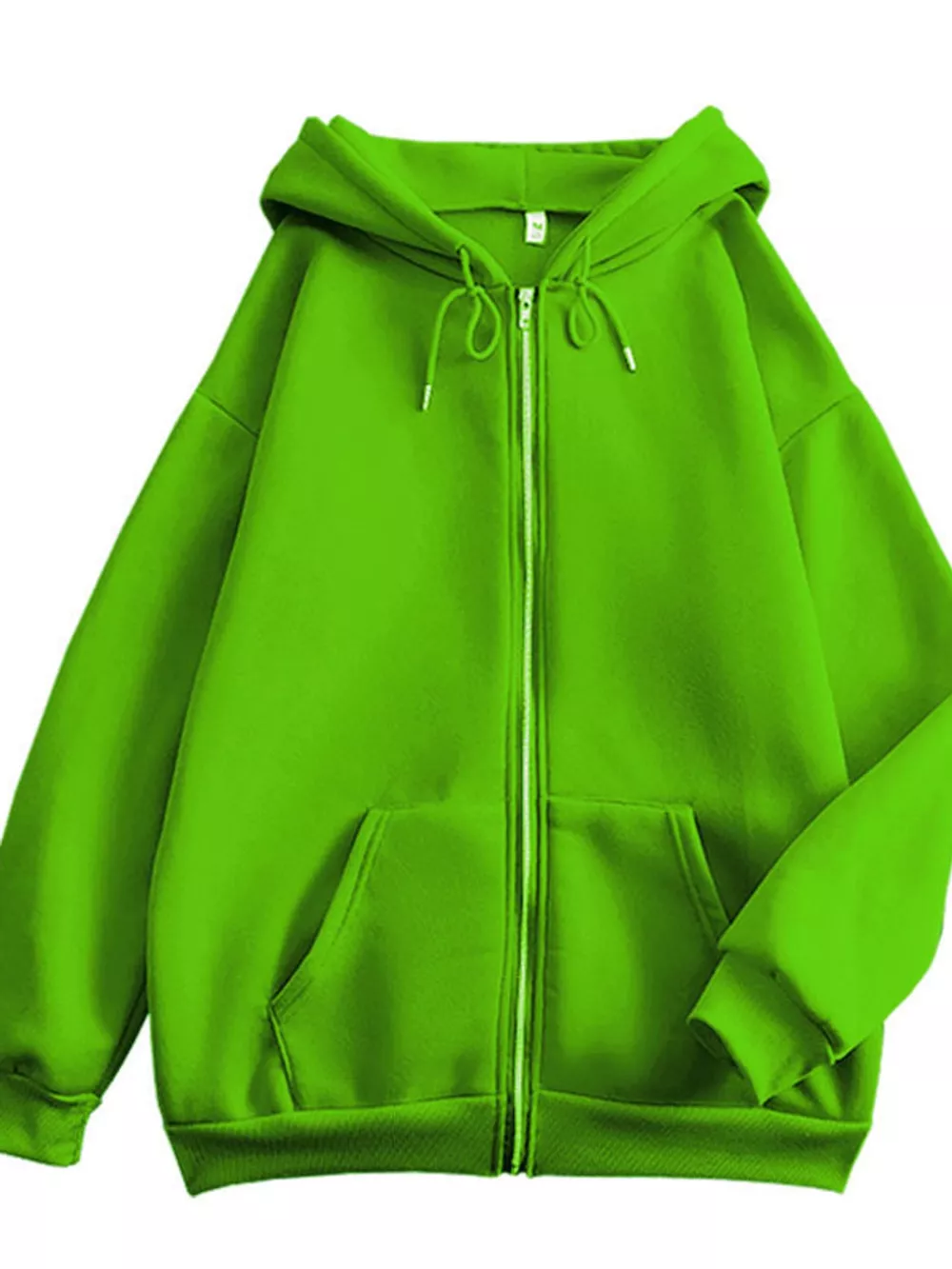 Full Size Oversized Solid Zip-Up Hoodie with Drawstring Plus Size, image 39
