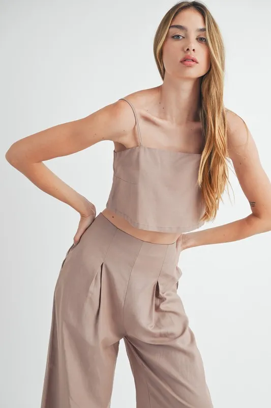 Linen Mix Crop Cami and Wide Leg Pants Set, image 6