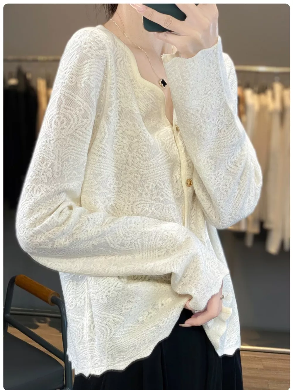 Lace V-Neck Cardigan, image 4