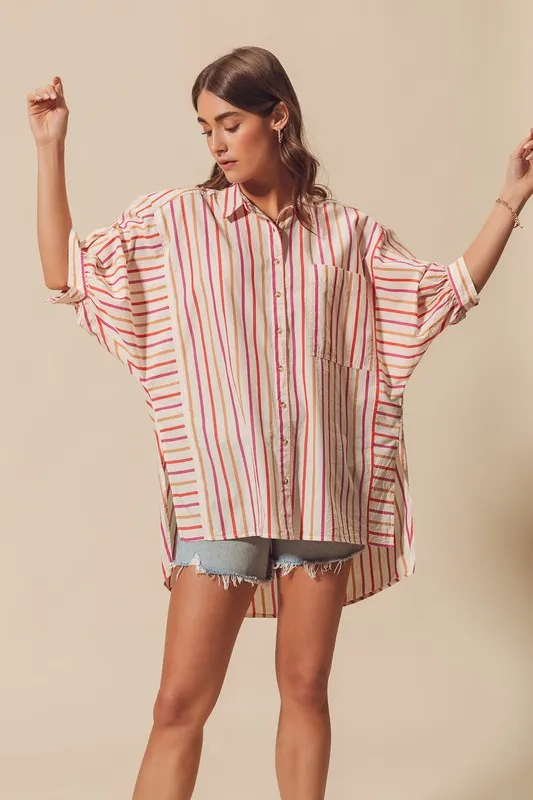 Multicolored Stripe Button Down Shirt, image 13