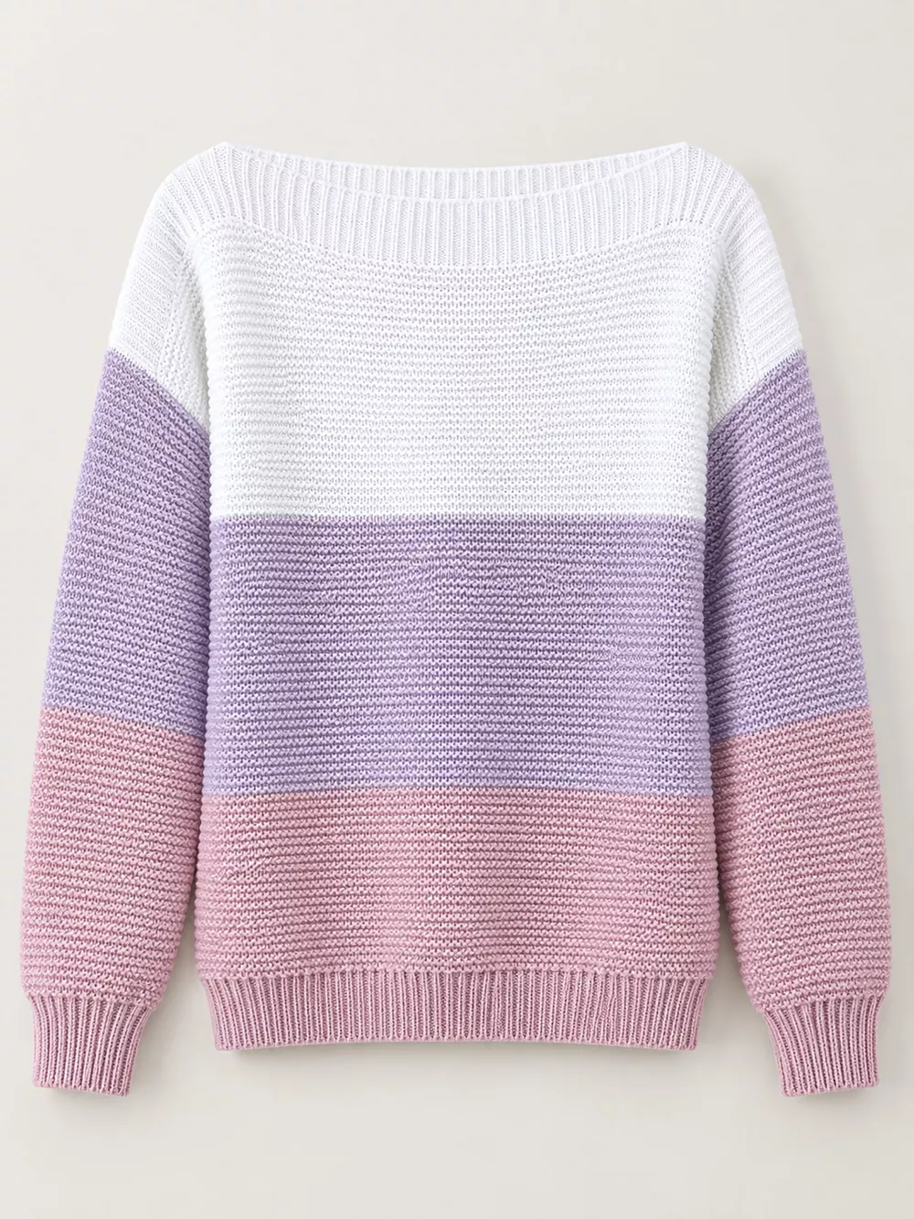 Full Size Color-Block Boat Neck Sweater Plus Size, image 34