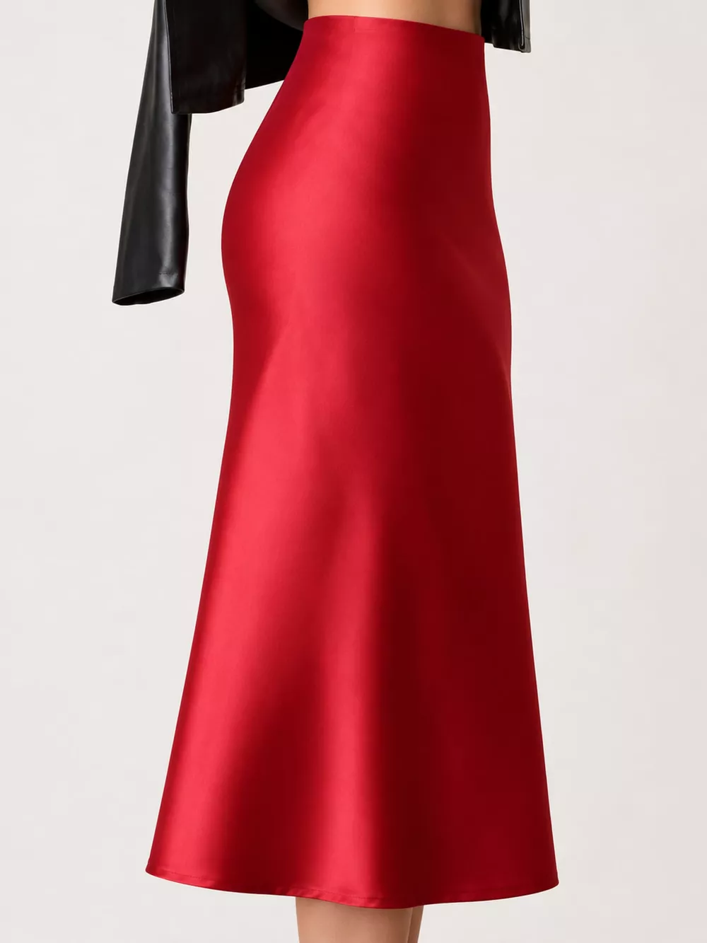 High-Waisted Satin Midi Skirt, image 19
