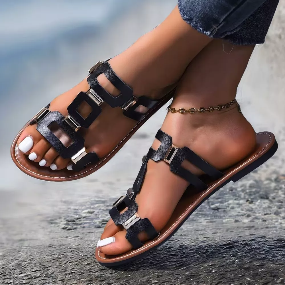Open Toe Geometric Embellishments Sandals, image 3