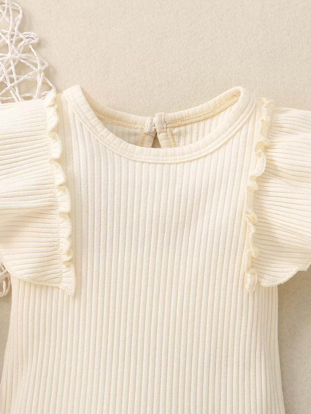 Children's Ribbed Ruffle Trim Bodysuit & Shorts Set, image 8