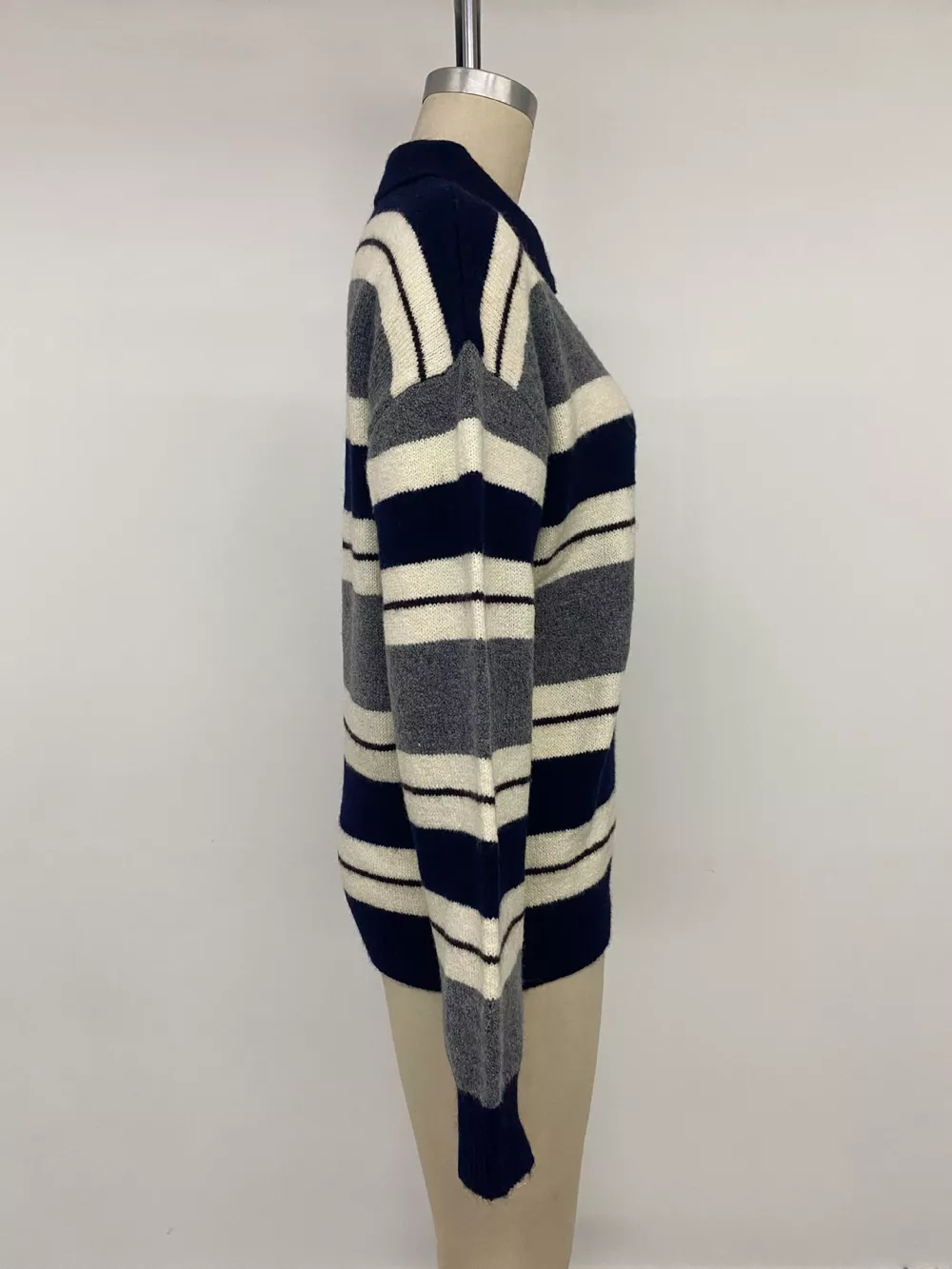 Striped Long Sleeve Button Detail Sweater, image 11