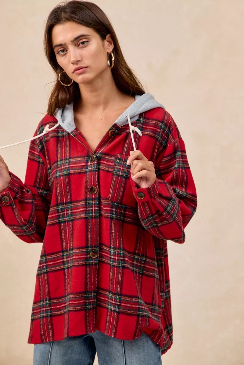 Brushed Plaid Hooded Jacket, image 14