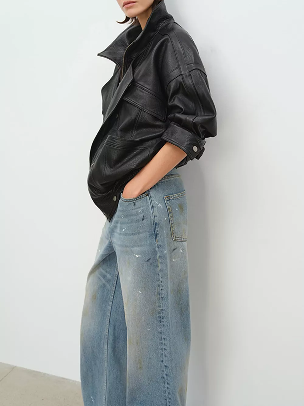 Snap Down Leather Jacket, image 13