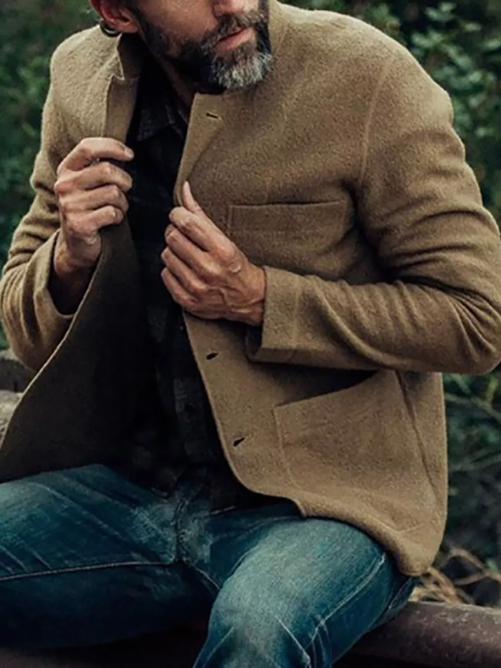 Men's Full Size Button Up Long Sleeve Jacket with Patch Pockets Plus Size, image 5