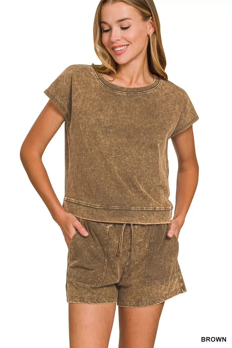 Premium Cotton Washed Sleeveless Top & Shorts Set