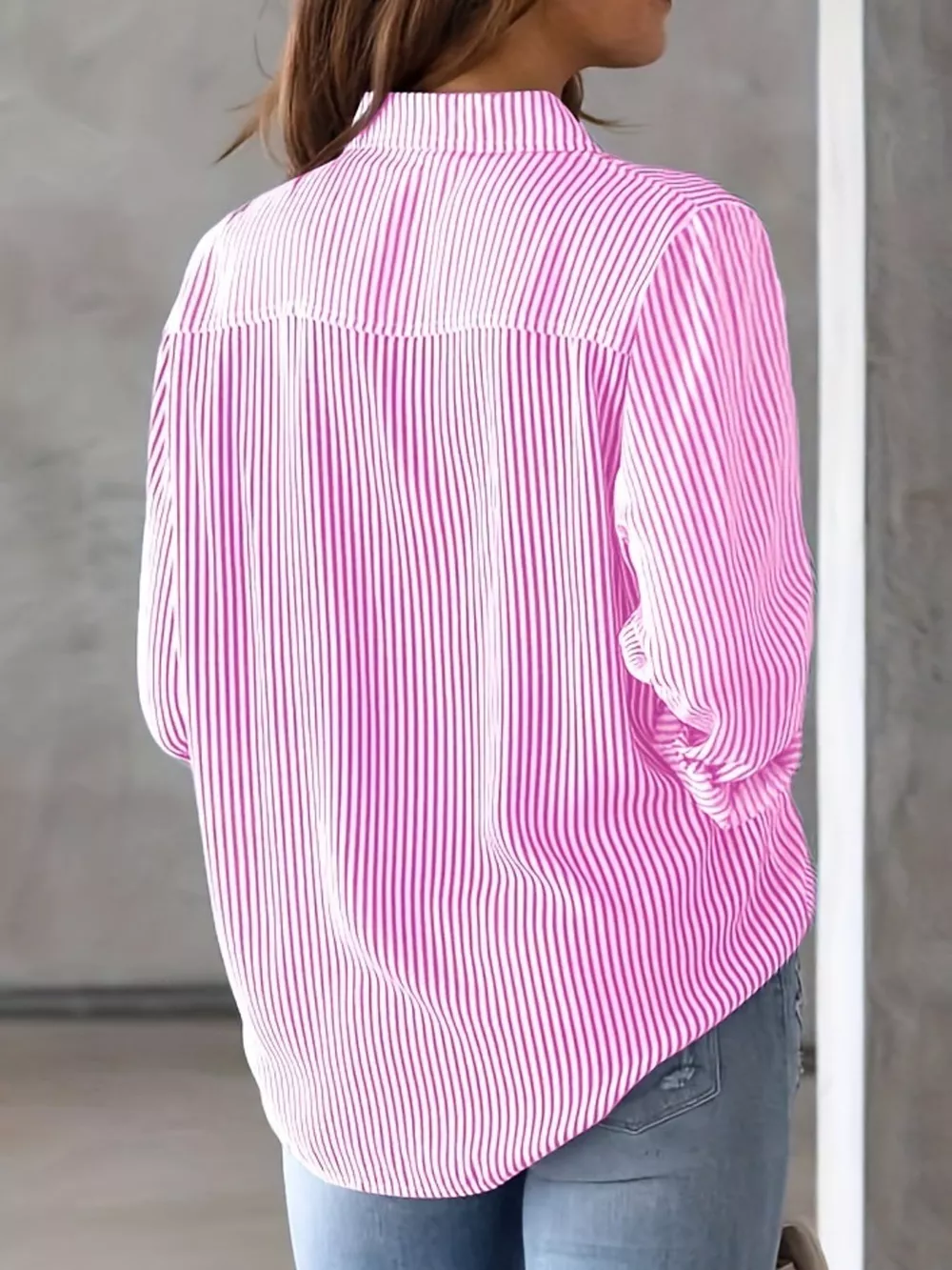 Full Size Striped Button-Down Long Sleeve Shirt Plus Size, image 23
