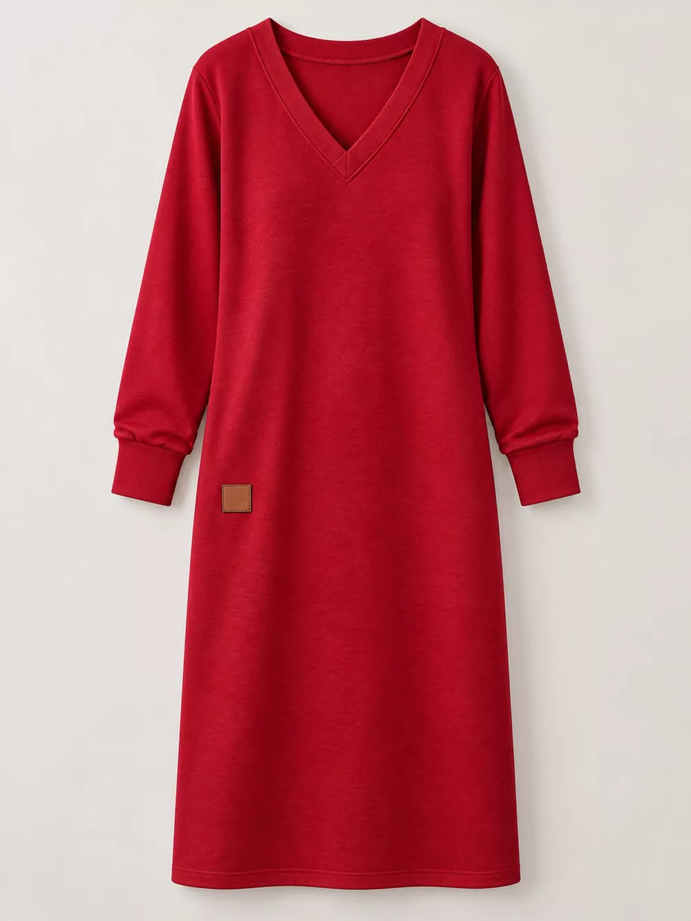 Full Size V-Neck Long Sleeve Midi Dress Plus Size, image 9