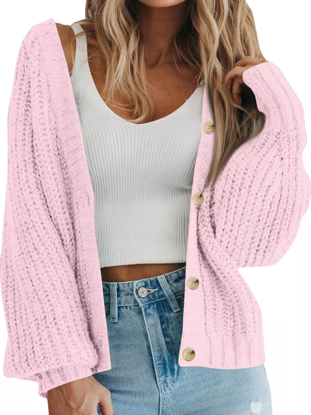 Full Size Chunky Knit Button-Down Cardigan Plus Size, image 31