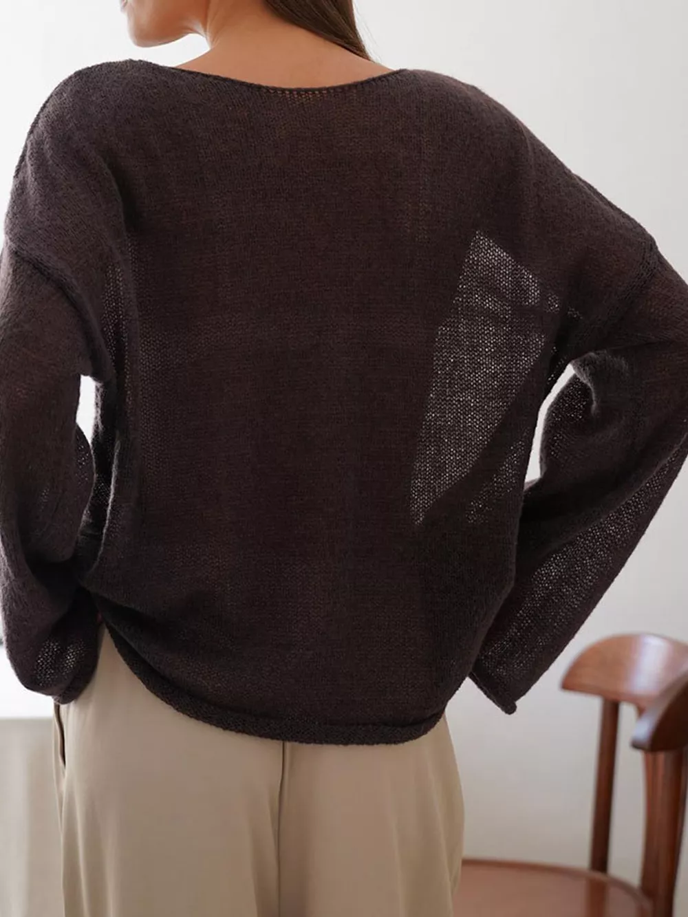 Lightweight Dropped Shoulder Knit Cover Up, image 16