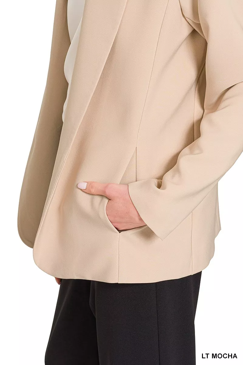 Woven Long Sleeve Blazer With Lining, image 6