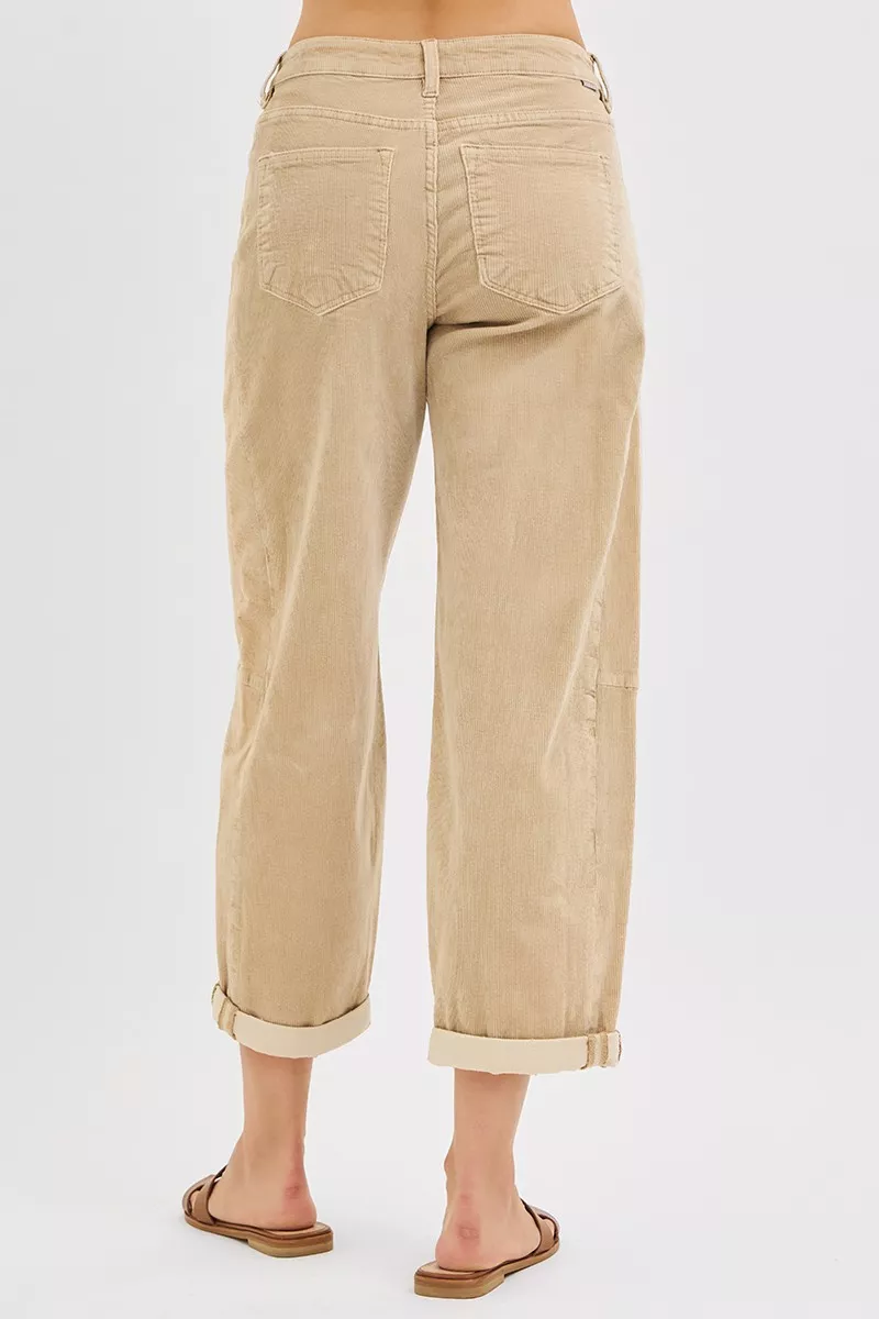 High Rise Crop Barrel Cordurory Pants, image 5