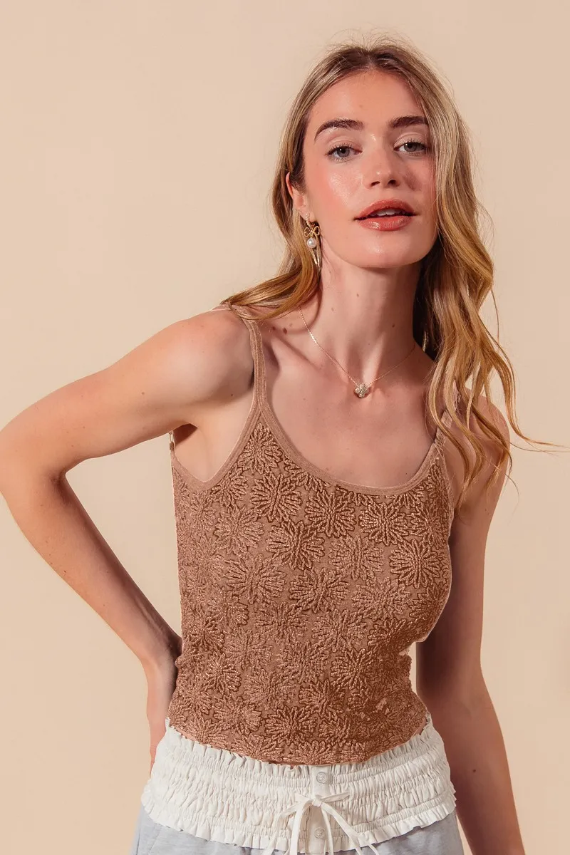 Two Tone Floral Seamless Tank Top, image 2