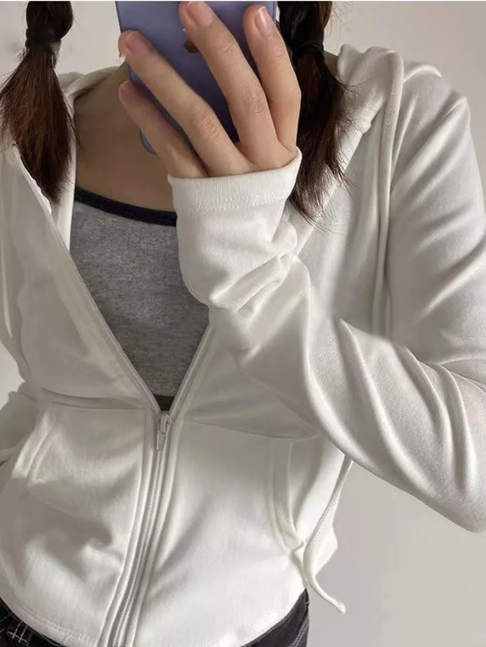 Drawstring Zip-Up Slim Fit Hoodie, image 12