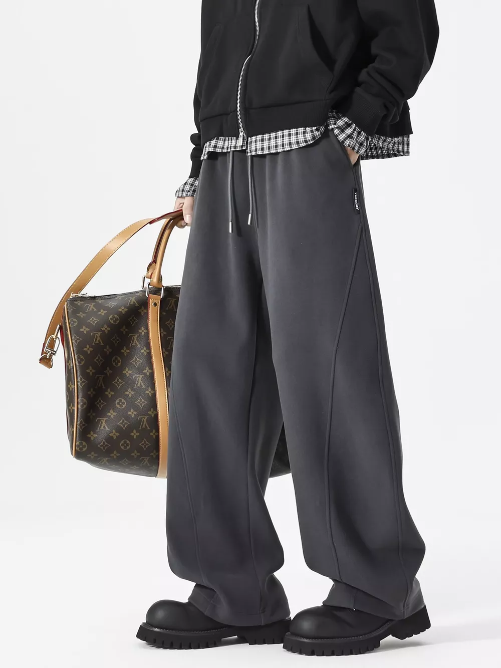 Men's Plus Size Wide Leg Casual Drawstring Pants, image 4