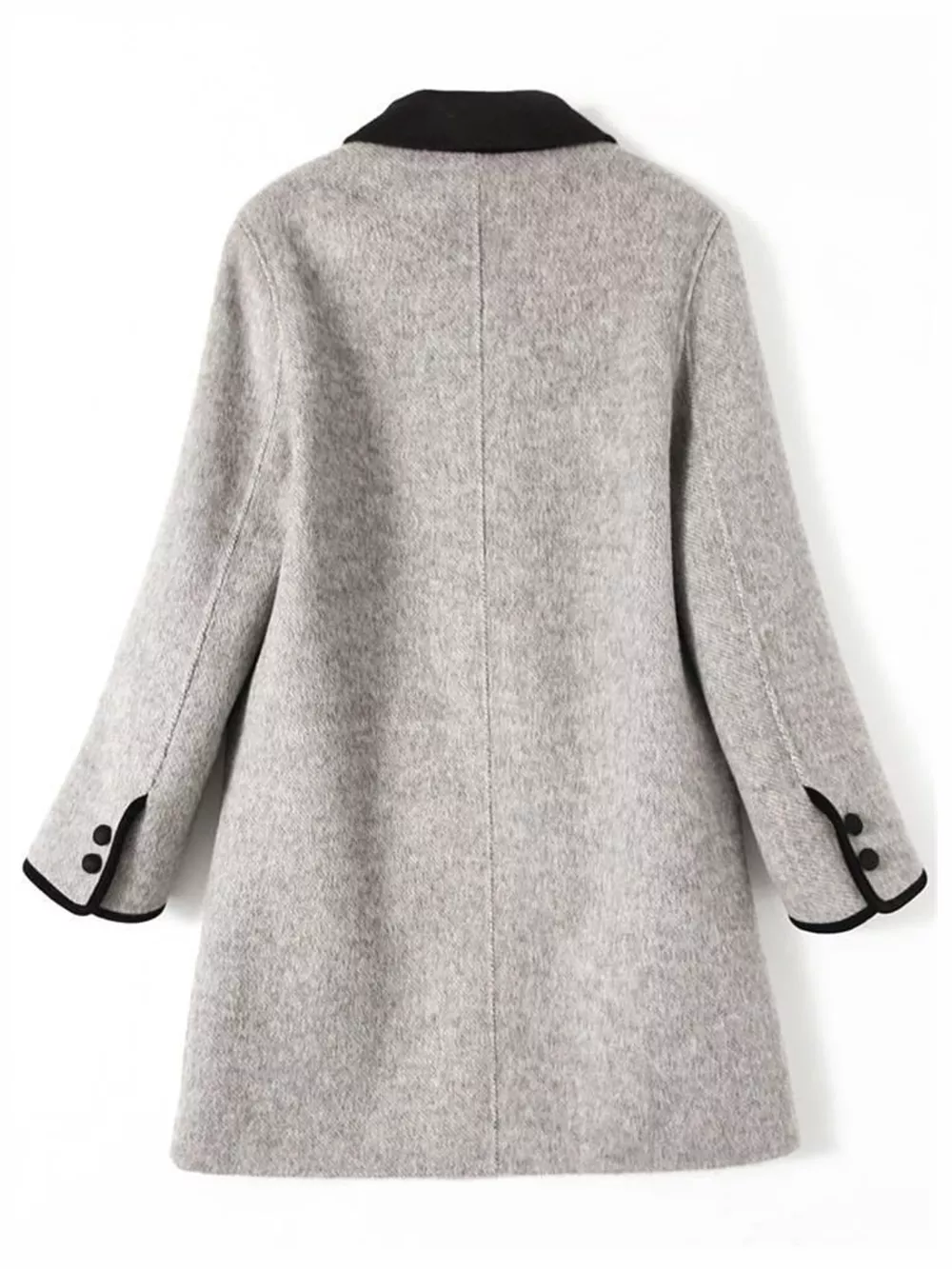Plus Size Double-Breasted Coat with Contrast Trim, image 8