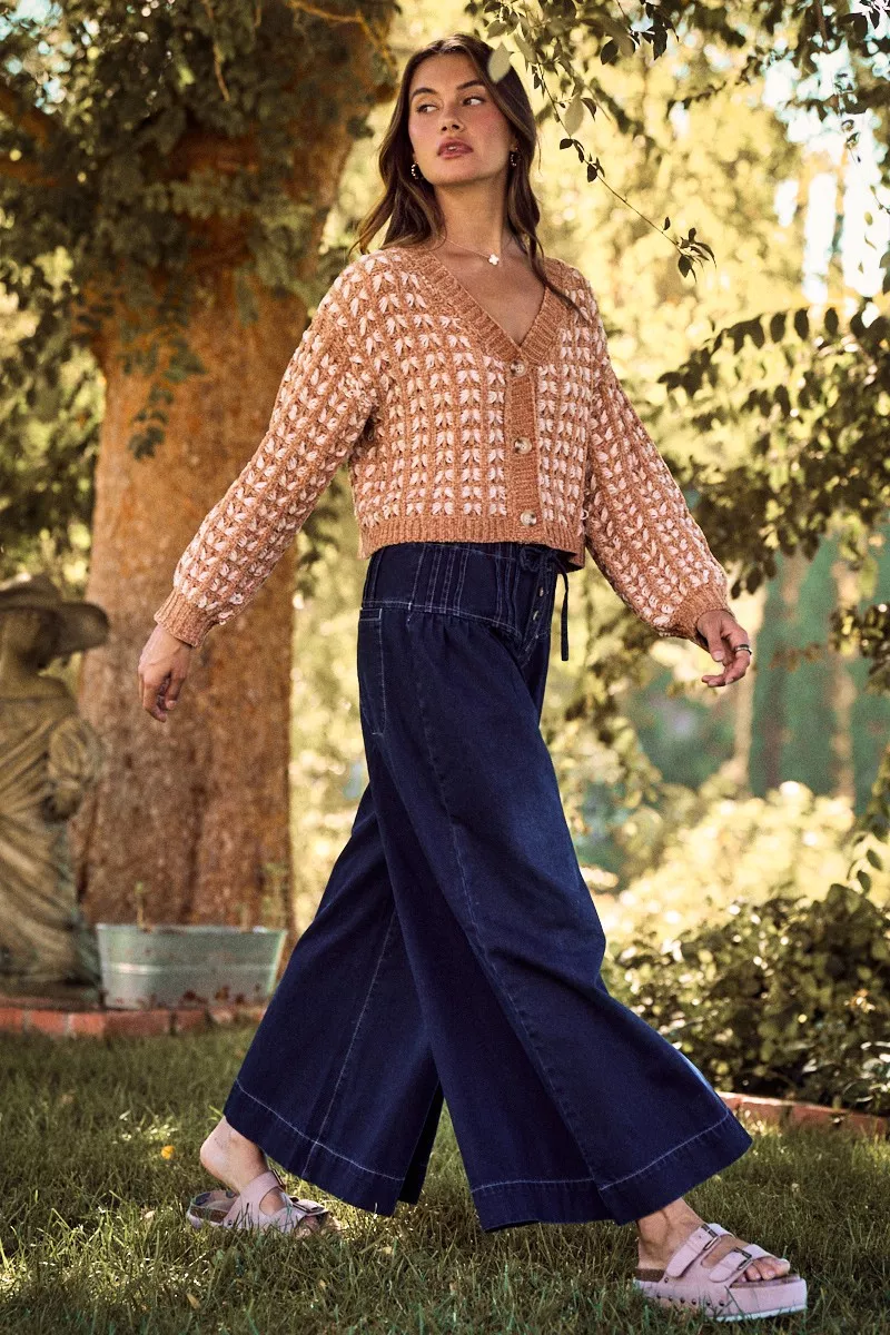 Soft Chenille Yarn Textur Button Sweater Cardigan, image 3