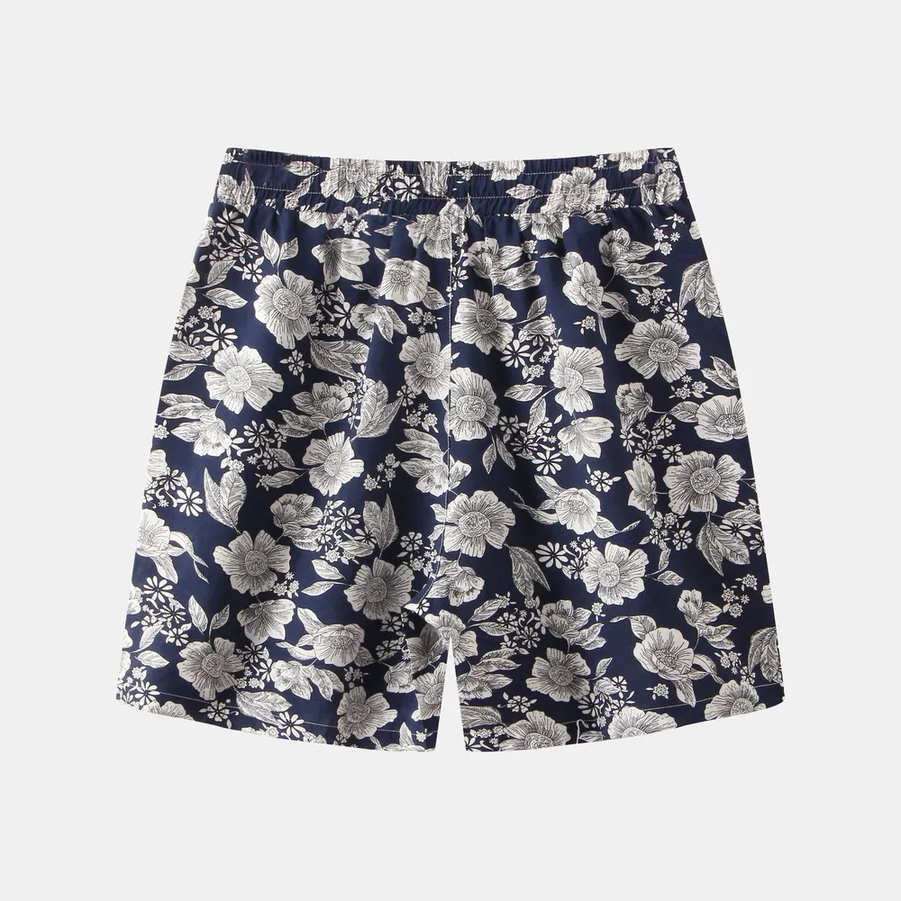 Men's Plus Size Floral Print Elastic Waist Casual Shorts, image 6