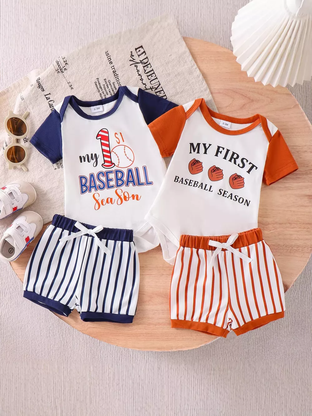 Children's My First Baseball Season Bodysuit and Shorts Set, image 2