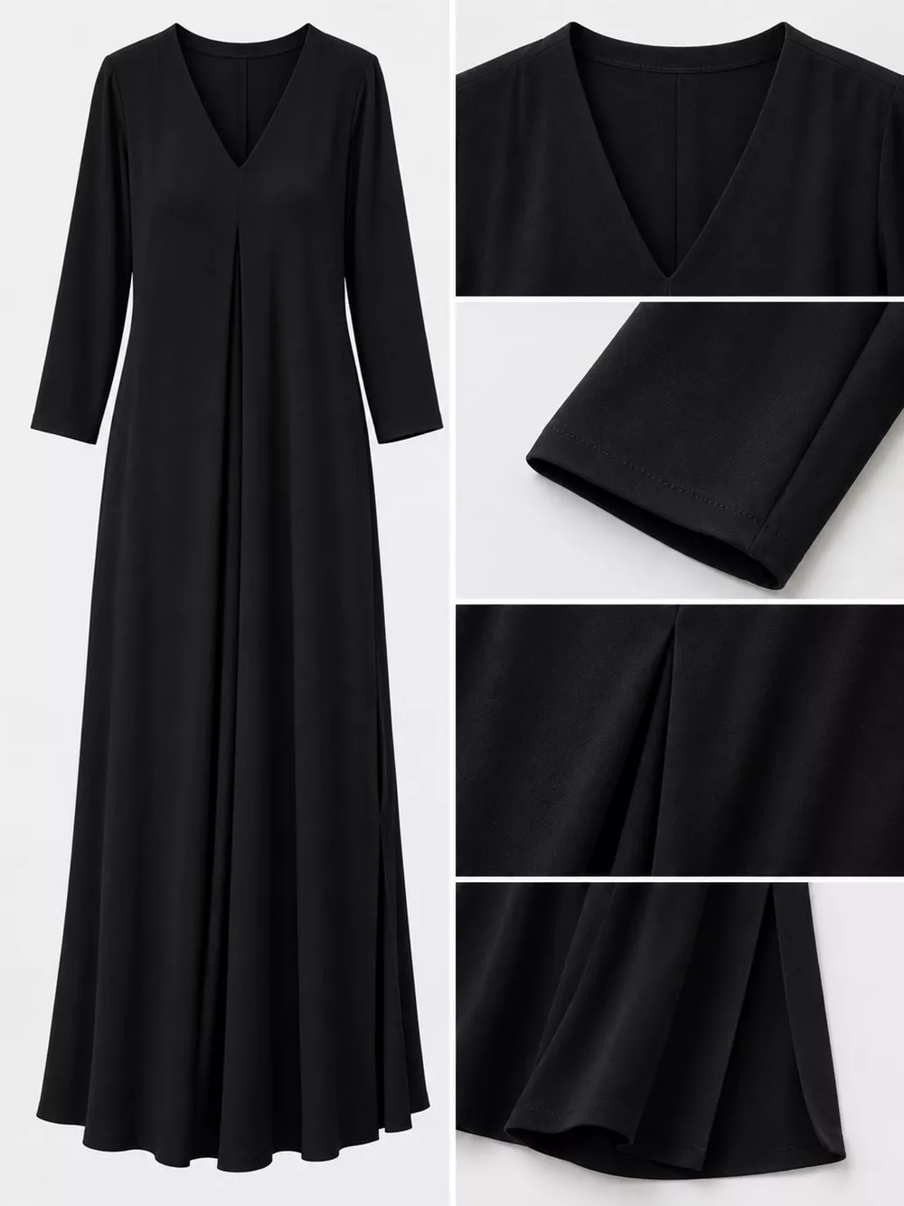 Full Size V-Neck Solid Color Casual Midi Dress Plus Size, image 5