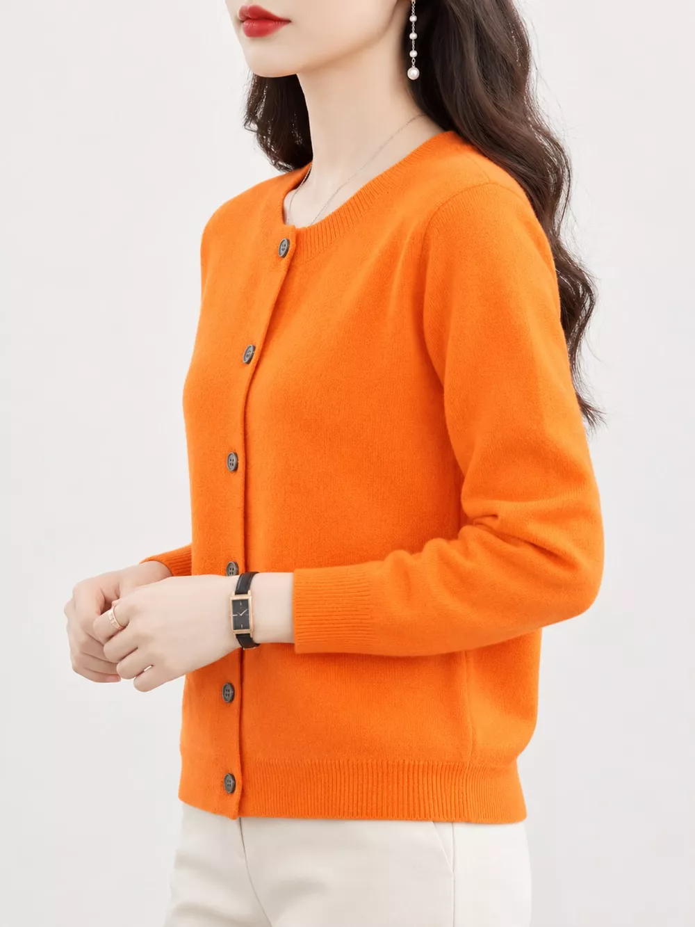 Crew-Neck Button-Down Cardigan, image 72