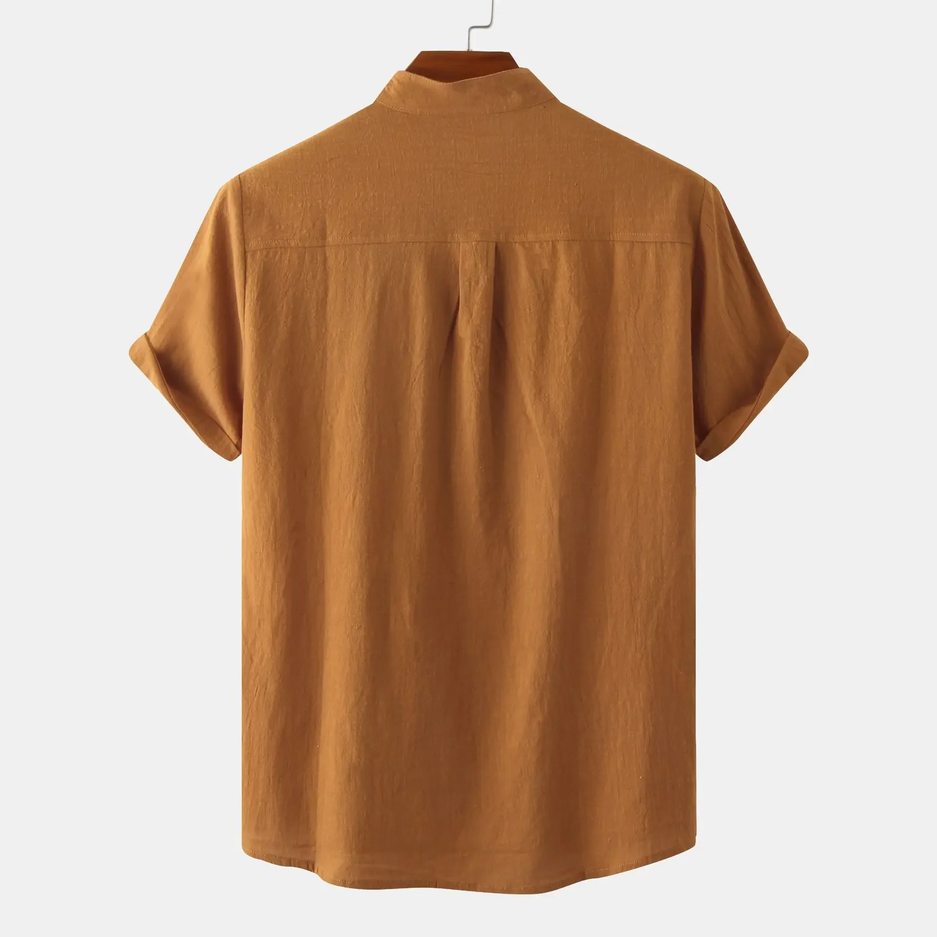 Men's Mandarin Collar Short Sleeve Henley Shirt, image 11
