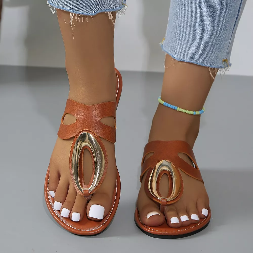 Open Toe Golden Accent Sandals, image 9