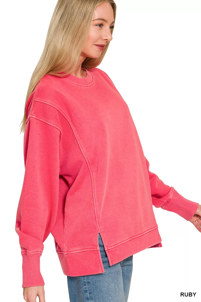 Pigment Dye Exposed-seam Fleece Sweatshirt, image 2