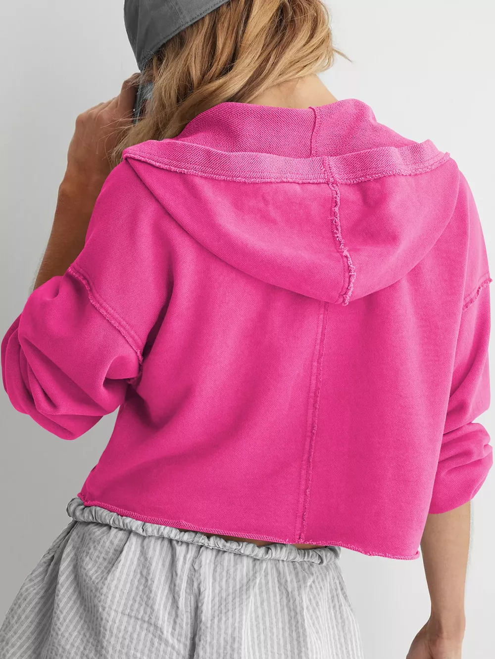 Dropped Shoulder Cropped Hoodie, image 5