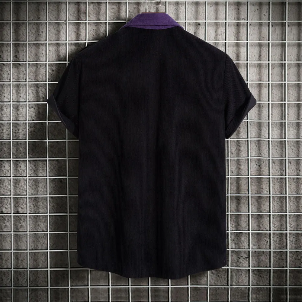 Men's Plus Size Classic Color Block Short Sleeve Shirt, image 5