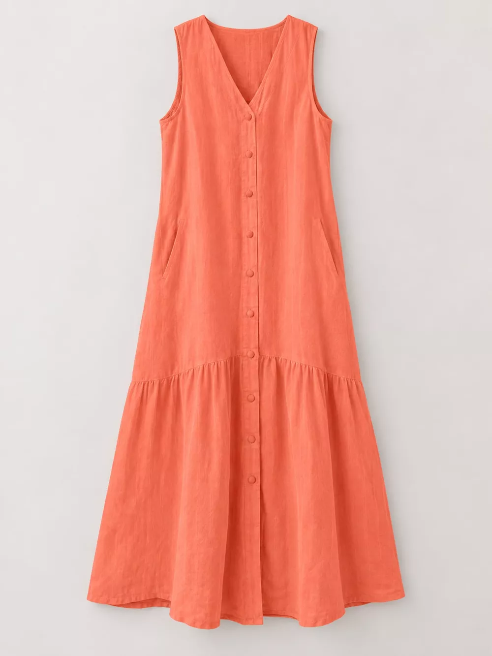 Full Size V-Neck Button Front Sleeveless Midi Dress Plus Size, image 34