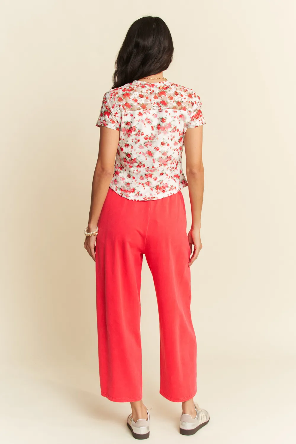 Ribbon Short Sleeve Layered Mesh Top, image 7
