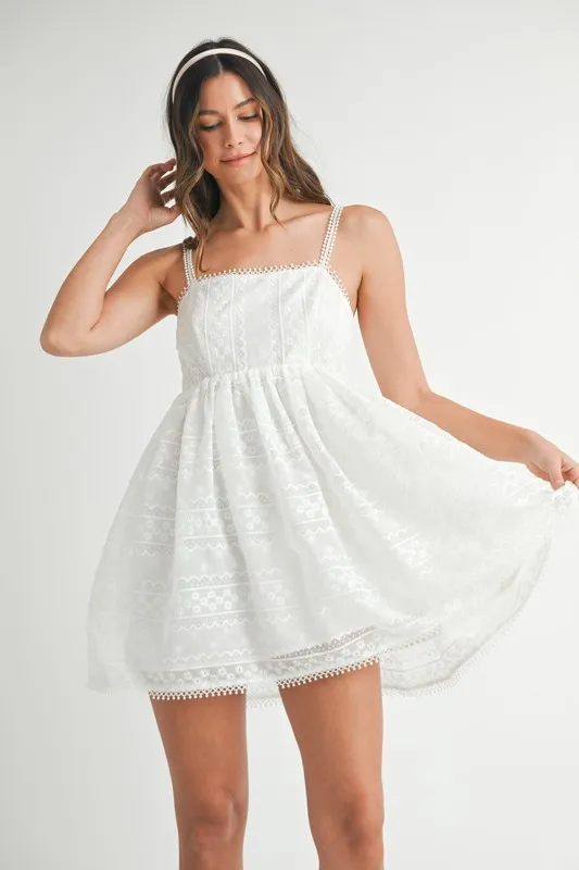 Eyelet Lace Babydoll Mini Cami Dress, image 2