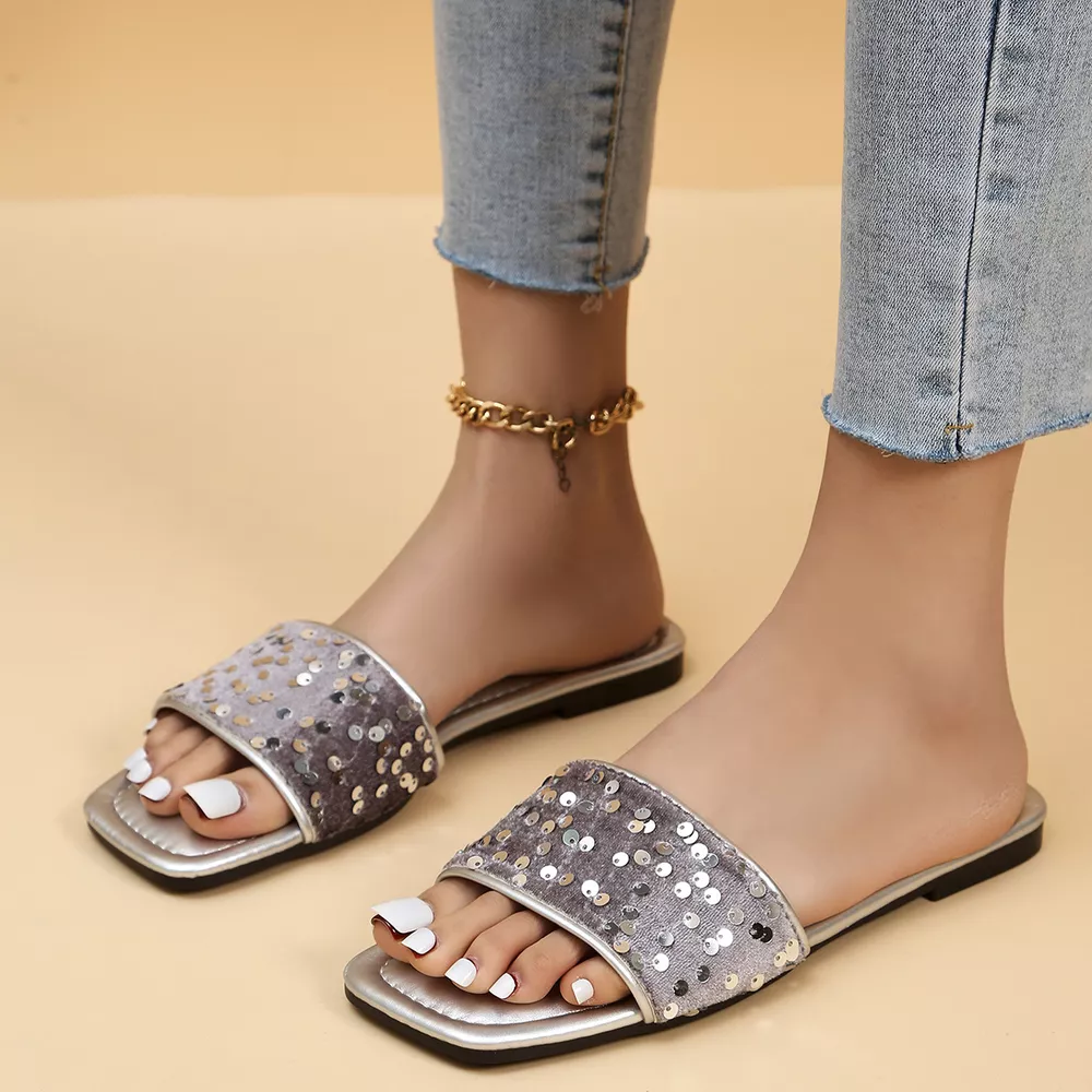 Sequin Open Toe Sandals, image 5