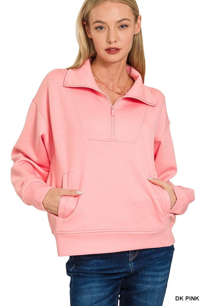 Scuba Half Zip Sweatshirt with Pockets, image 3