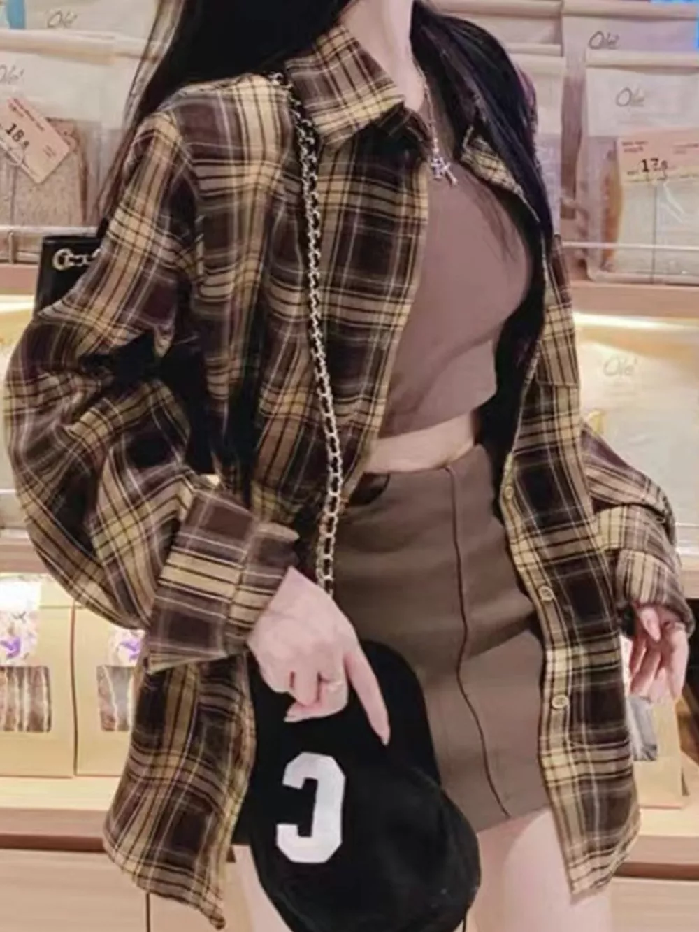 Casual Loose Fit Plaid Shirt, image 10