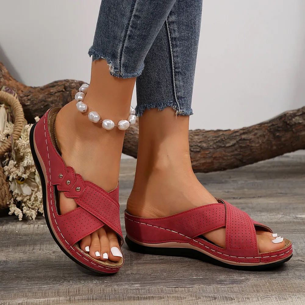 Crisscross Open Toe Wedge Sandals, image 13