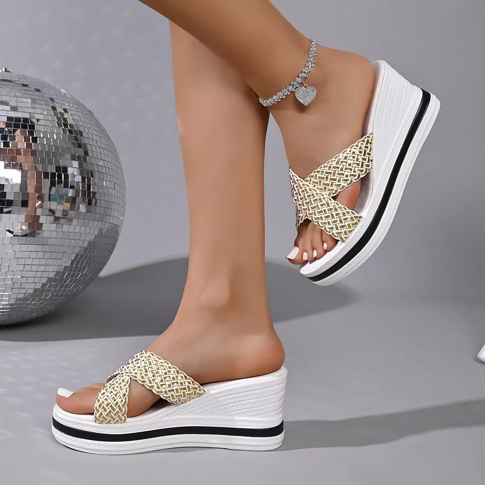Woven Strap Wedge Sandals, image 6
