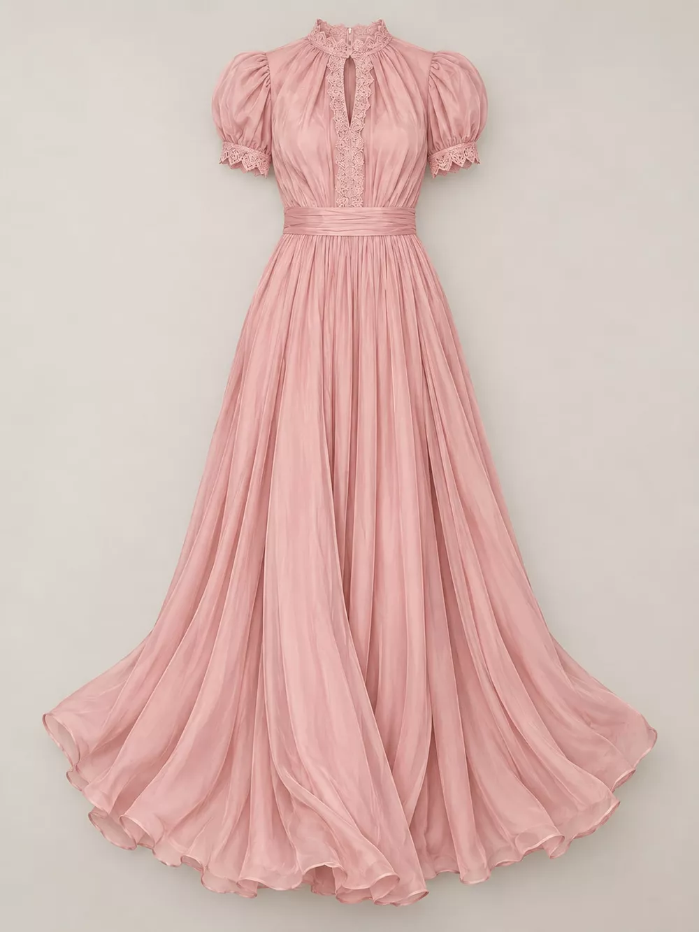 Full Size Elegant Sheer Chiffon Mock-Neck Maxi Dress with Keyhole Detail Plus Size, image 11