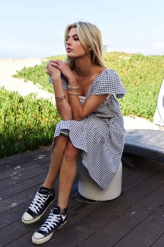 Jacquard V-Neck Flutter Cap Sleeve Tiered Dress, image 8