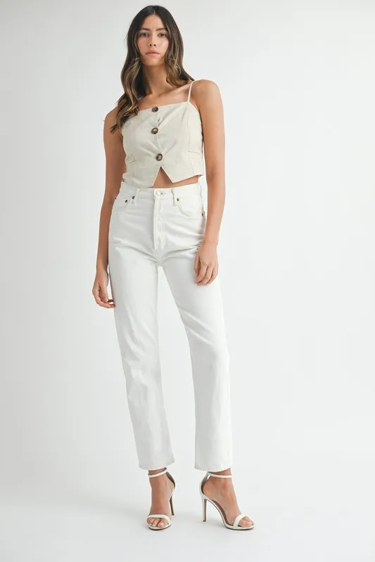 Linen Mix Button Down Tank Top, image 4